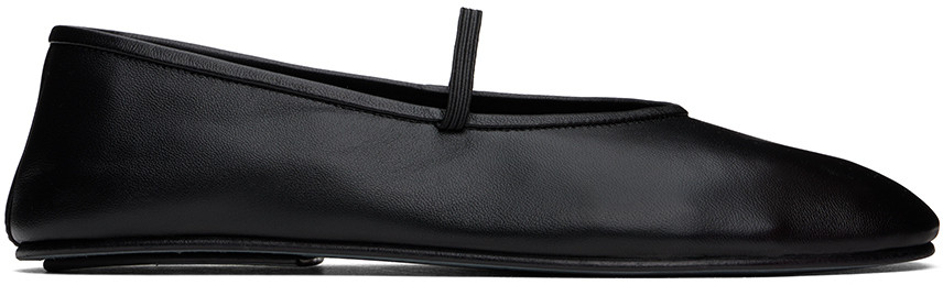 The Row Black Elastic Ballerina Flats | SSENSE