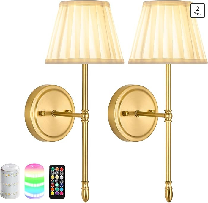 Battery Operated Wall Sconces with Dimmable Led Bulds and Remote | Amazon (US)