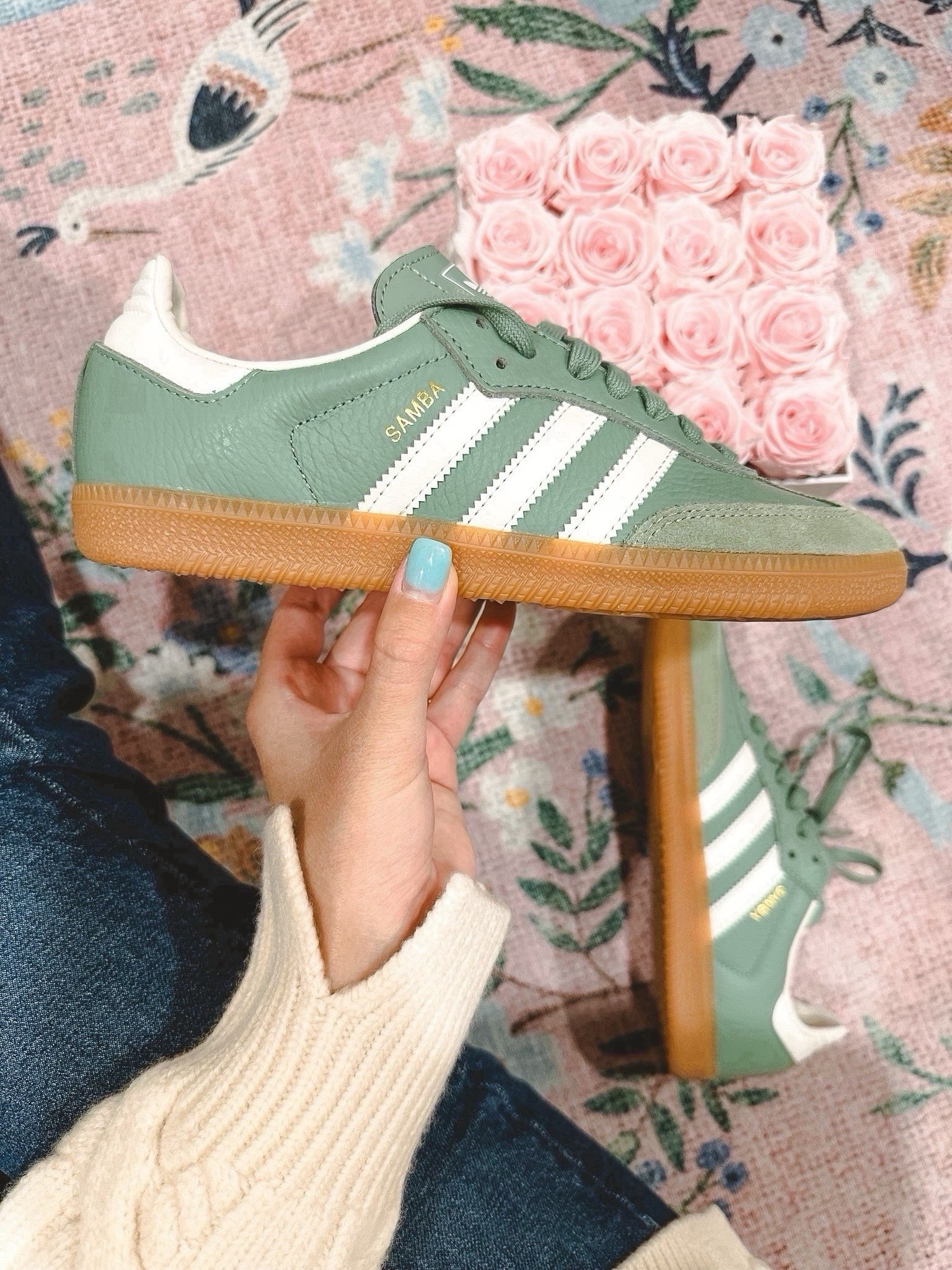 Adidas samba sneakers in olive are perfect for spring! I wear a 7.5 and sized down to a 7 



#LTKStyleTip #LTKShoeCrush #LTKFindsUnder100