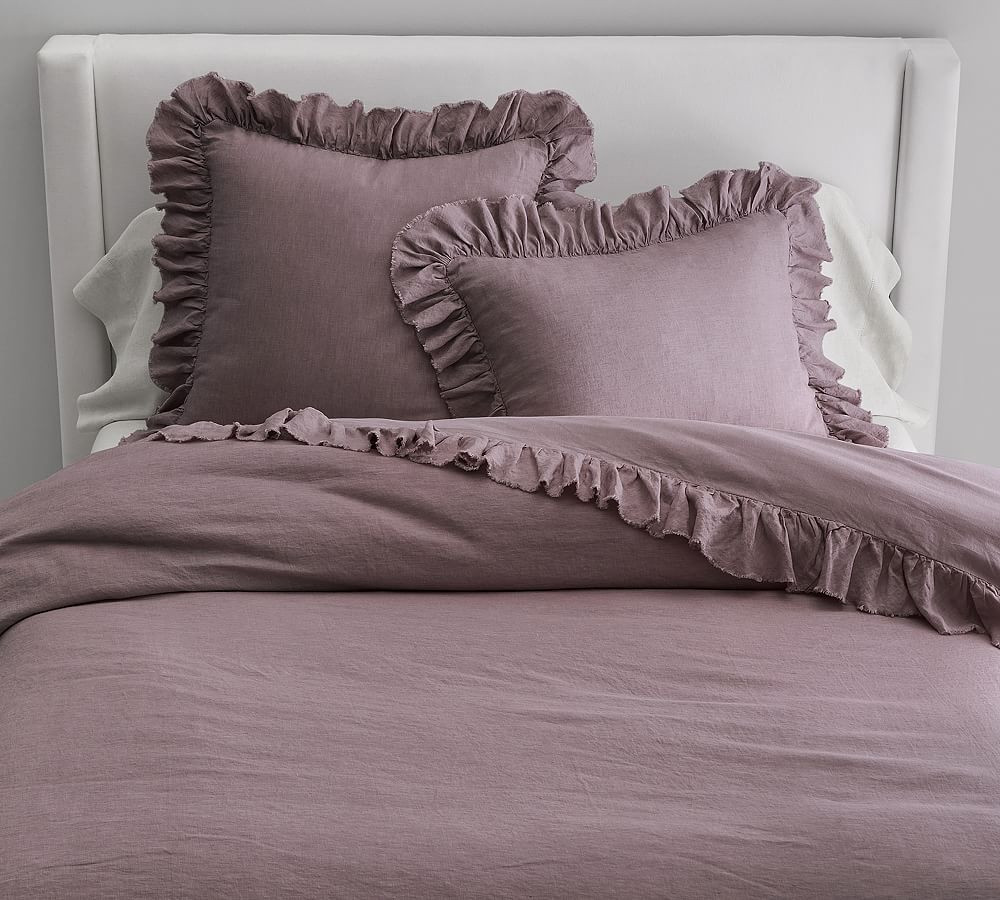 Belgian Flax Linen Fringe Ruffle Duvet Cover & Shams | Pottery Barn (US)