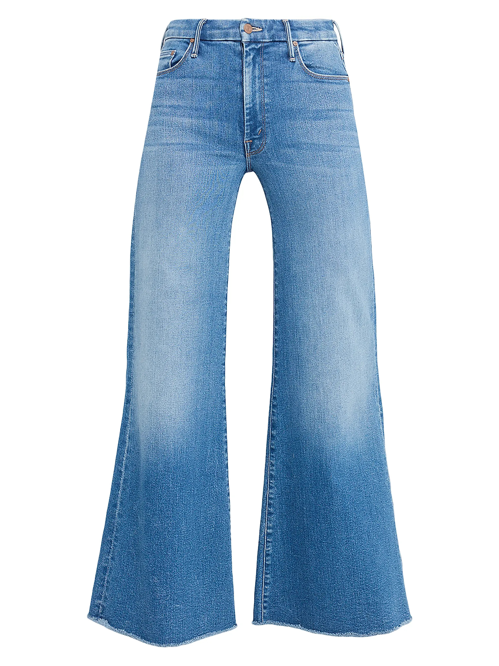 Mother The Roller Mid-Rise Stretch Wide-Leg Fray Jeans | Saks Fifth Avenue | Saks Fifth Avenue