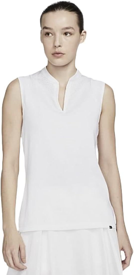 Nike Womens Dri-FIT ADV Ace Sleeveless Golf Polo Shirt, White | Amazon (US)