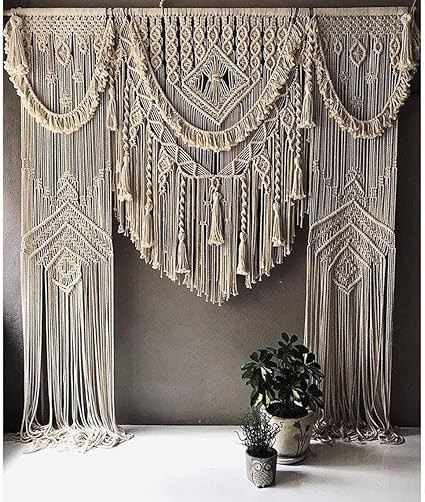 Generic, Handmade Macrame Large Curtain Bohemian Decoration Wall Arch Backdrop Wedding Wall Hangi... | Amazon (US)
