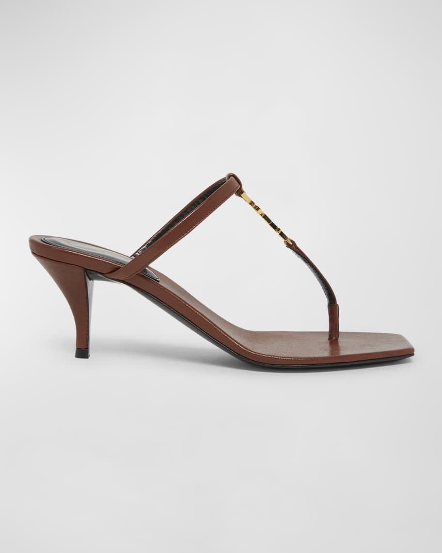 Cassandra Leather YSL Thong Mule Sandals | Neiman Marcus