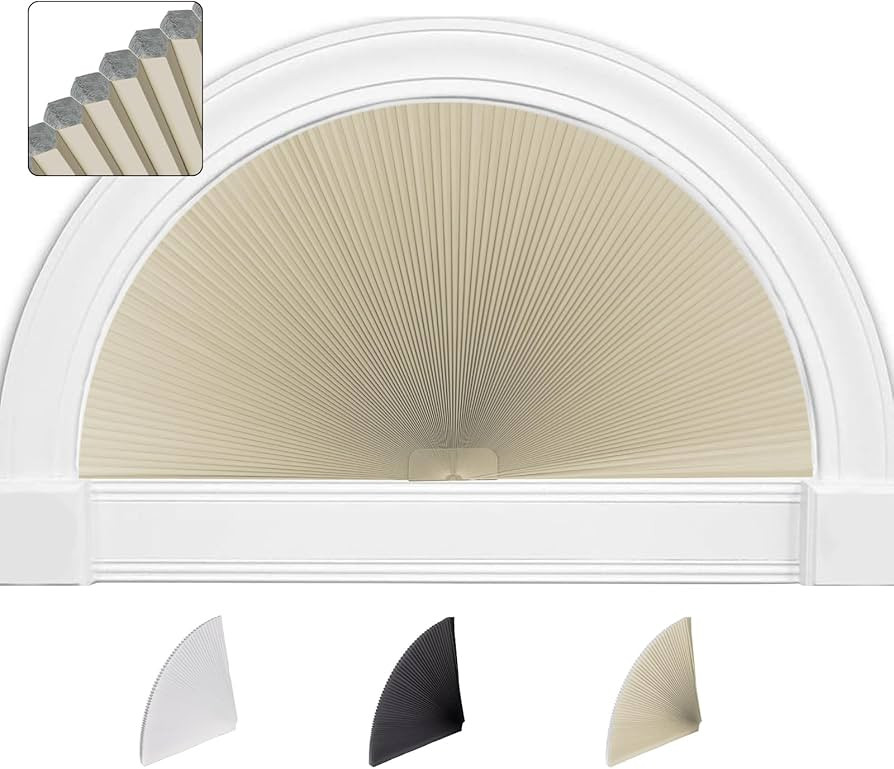 SEEYE Arch Window Blackout Shades, Pleated Fabric Blind (Radius: 36'') Half Circle Cellular Cordl... | Amazon (US)