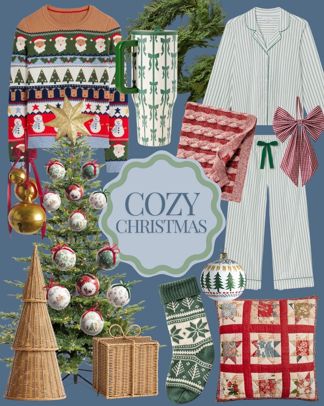 Cozy Christmas at home picks!

Christmas tree ornaments 
Cozy Christmas sweater pajamas
Rattan Christmas tree present
Quilted bedding 

#LTKHome #LTKHoliday #LTKSeasonal