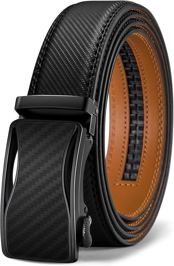 BULLIANT Mens Ratchet Belt, Leather Adjustable Slide Belt For Mens Dress Casual Pant 1 3/8",Size ... | Amazon (US)