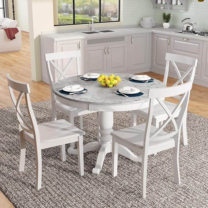 Harper & Bright Designs Dining Table Set - 5 Piece Round Dining Set with 4 Chairs Wood Dining Tab... | Amazon (US)