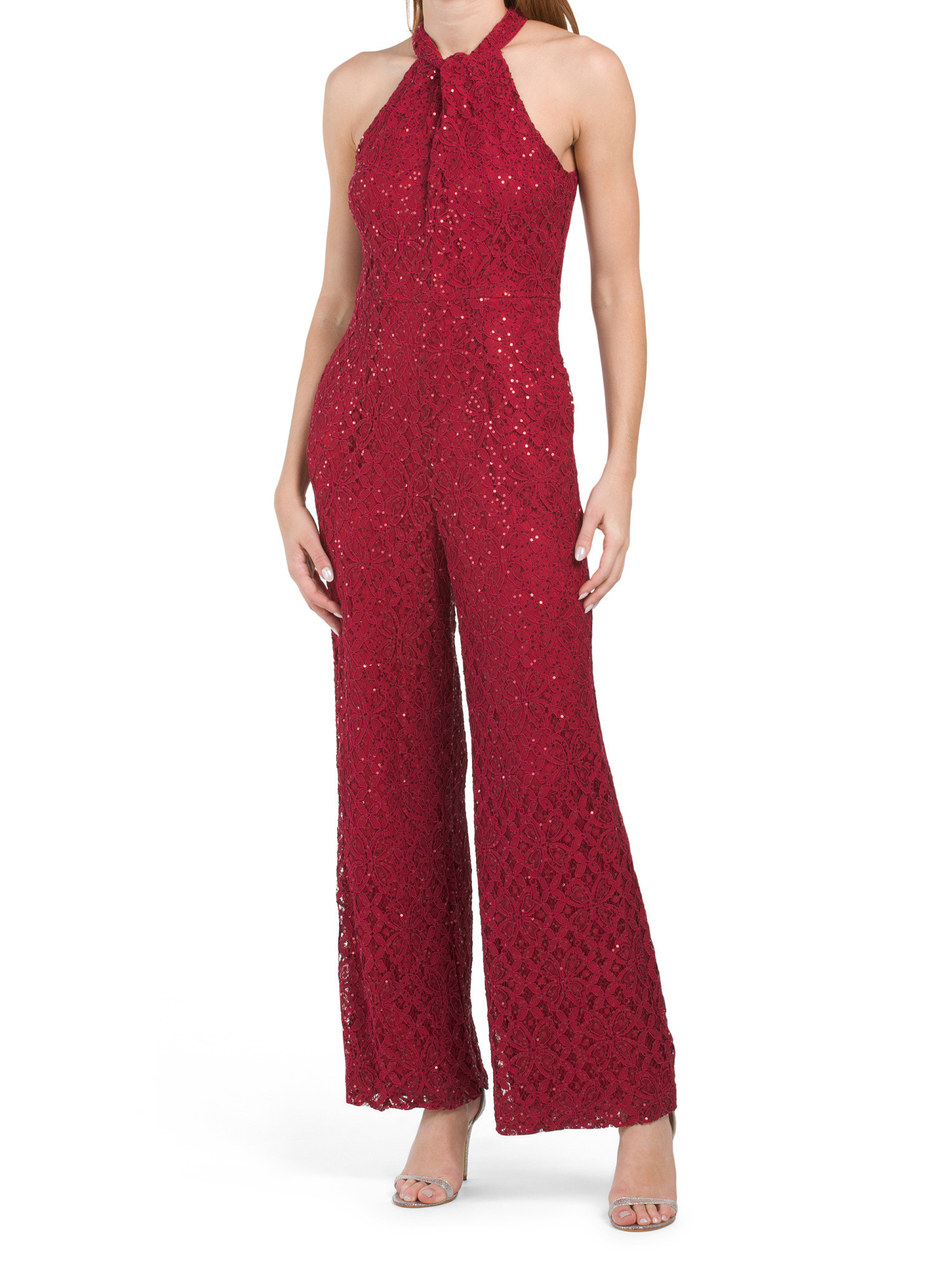 Sequin Lace Halter Jumpsuit | TJ Maxx
