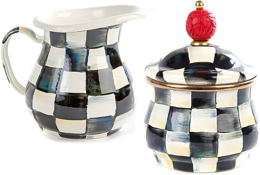 MACKENZIE-CHILDS Enamel Creamer and Sugar-Bowl Set, Cream Dispenser and Sugar Holder, Unique Kitc... | Amazon (US)