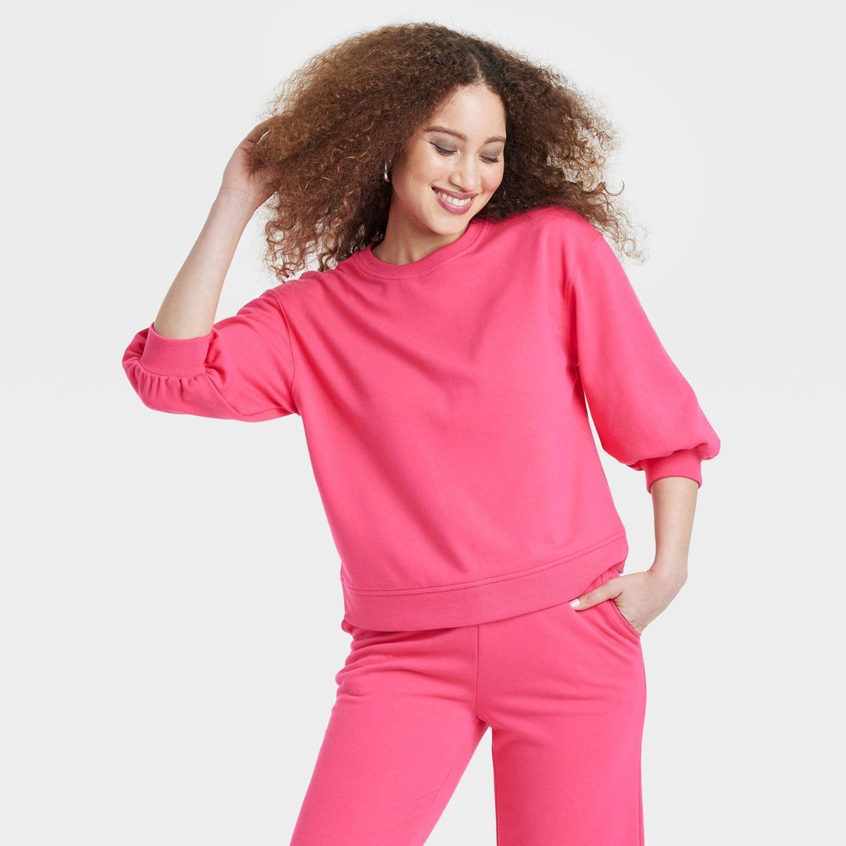 Women's French Terry Sweatshirt - A New Day™ Pink M | Target