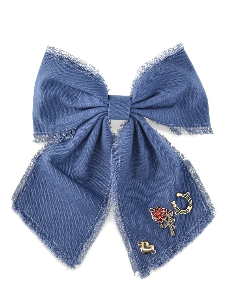 No Boundaries Charm Embellished Bow Barrette, Blue | Walmart (US)