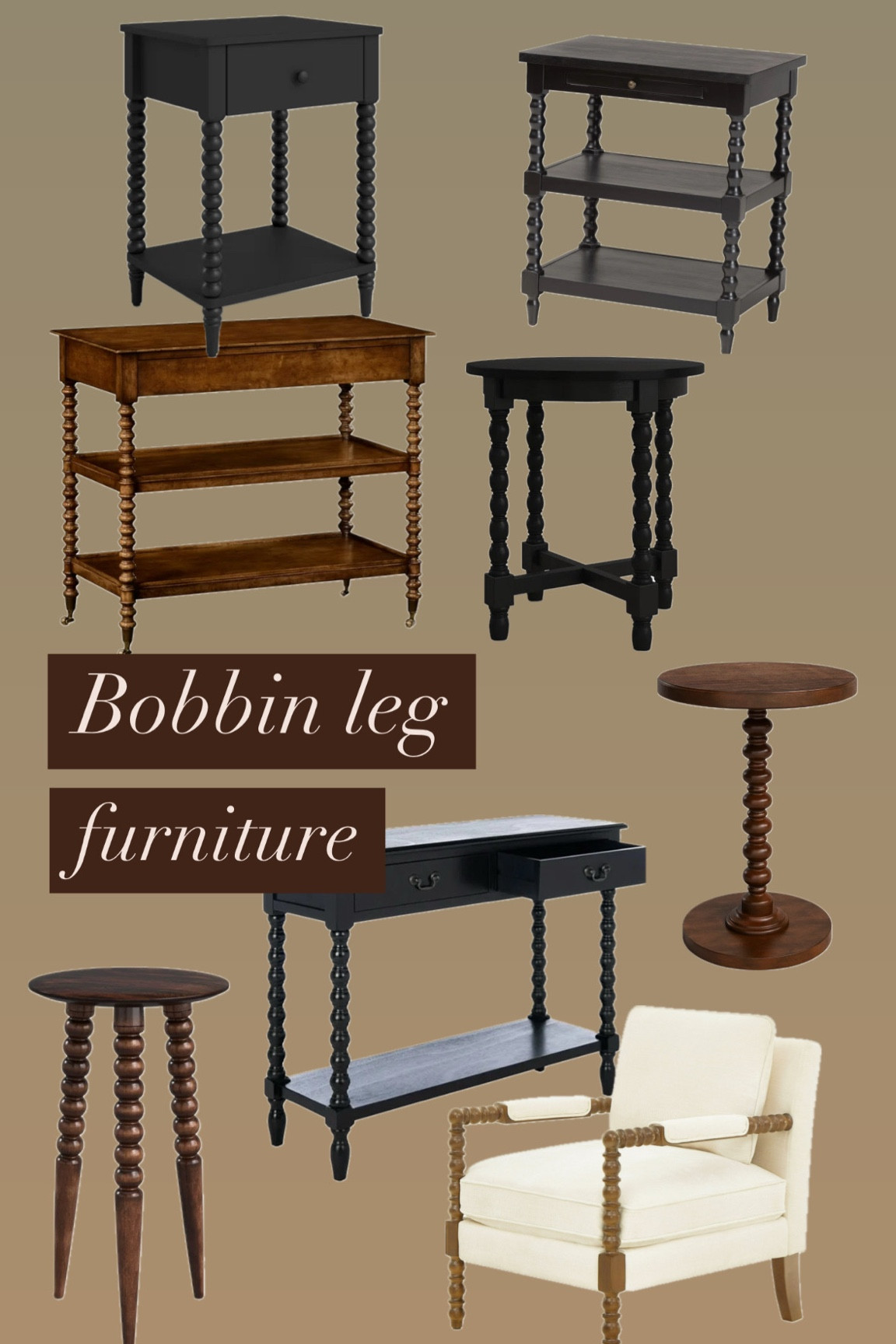 Obsessed with bobbin leg furniture lately. Here are some of my affordable favs!

Turned leg, spool leg, vintage tables, lounge chair, sitting room, living room ideas, entry table, stool, nightstand, end table, Wayfair finds, vintage wood furniture, console, entry table, transitional style decor

#LTKHome