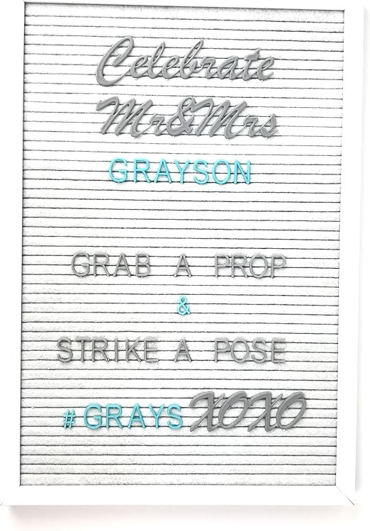 GREY & AQUA PREMIUM COLORED HELVETICA & BRUSH SCRIPT MT CURSIVE LETTERS for a felt vintage style ... | Amazon (US)