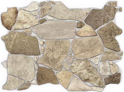 Retro-Art 3D Wall Panels, Pack of 6, Wild Stone in Brown Beige Grey, PVC, 17.5" x 23.75", Cover 1... | Amazon (US)