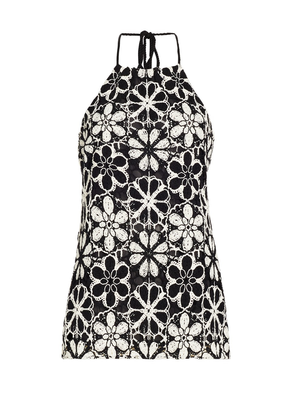 Women's Irina Crochet Halter Minidress - Black Ecru Crochet - Size XL | Saks Fifth Avenue