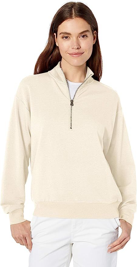 Amazon Brand - Terry Cotton & Modal Oversized-Fit Quarter-Zip Sweatshirt and Crop Jogger Set | Amazon (US)