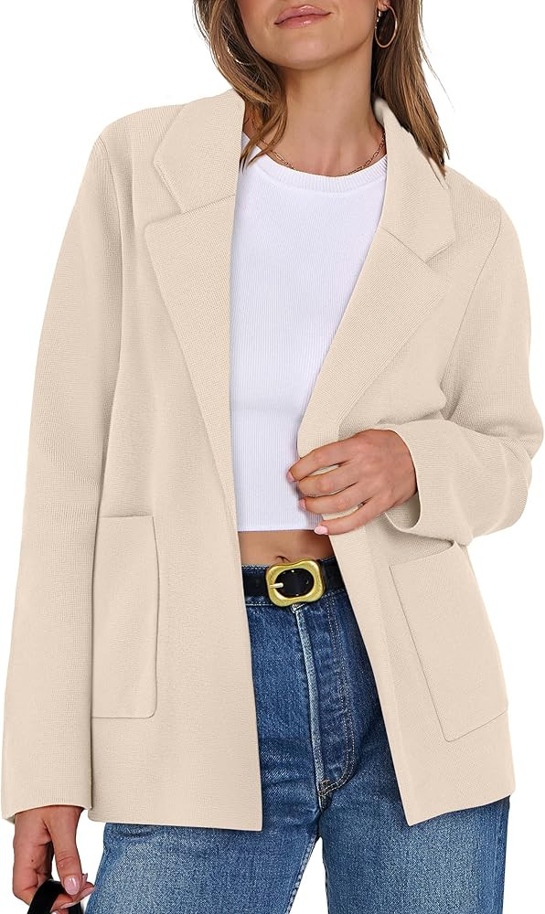 ANRABESS Womens Sweater Blazer 2025 Fall Cardigan Chunky Knit Jacket Coats | Amazon (US)