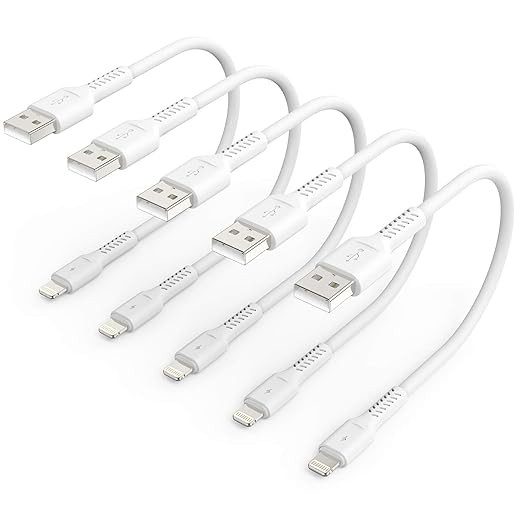 1ft iPhone Charge Cable Short, 5Pack USB to Lightning Cord for Fast Charging Stations 1 Foot Comp... | Amazon (US)