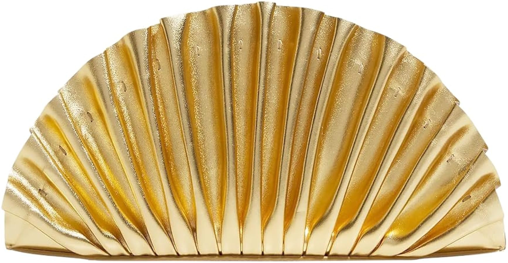 Ruched Metallic Leather Clutch for Women Trendy Shell Purse Fan Shaped PU Leather Evening Bag for... | Amazon (US)