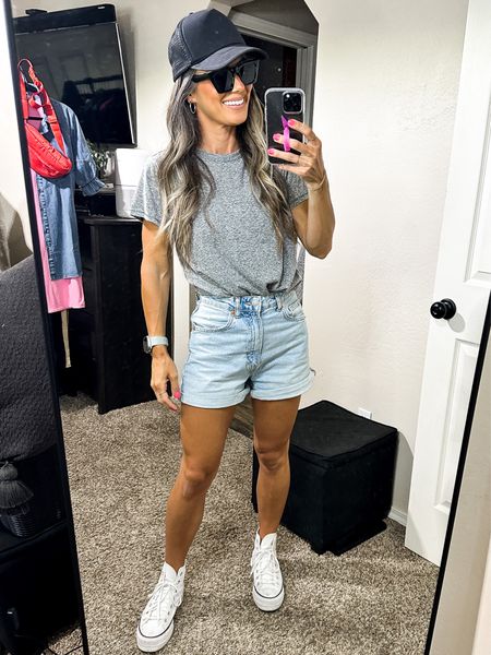 Amazon hat and sunnies
Walmart tee - sized up to medium
Zara shorts (can’t link)
Converse size down 1/2 size

#LTKunder50 #LTKFind #LTKfit