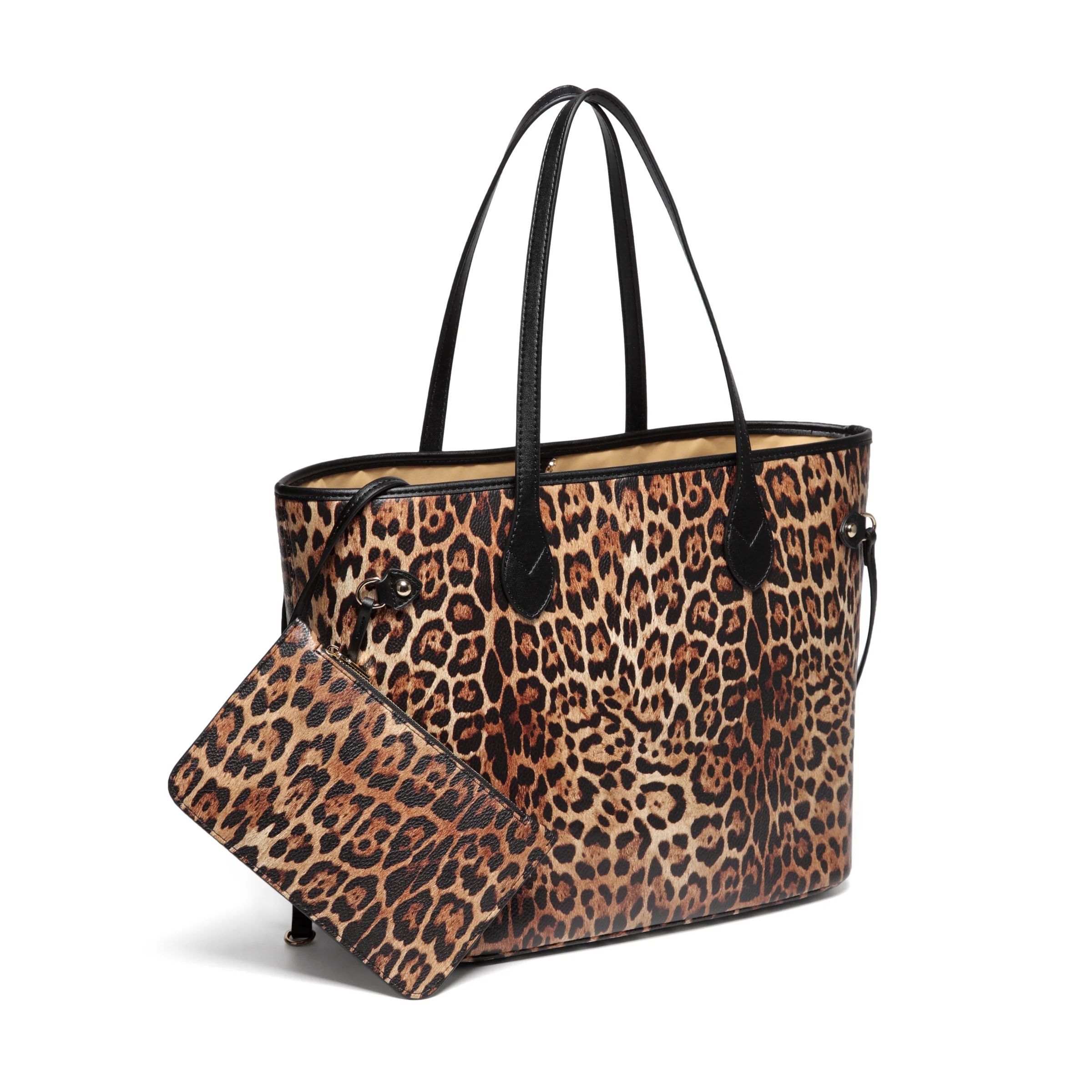 Daisy Rose Tote Shoulder Bag with inner pouch - PU Vegan Leather - Leopard | Walmart (US)