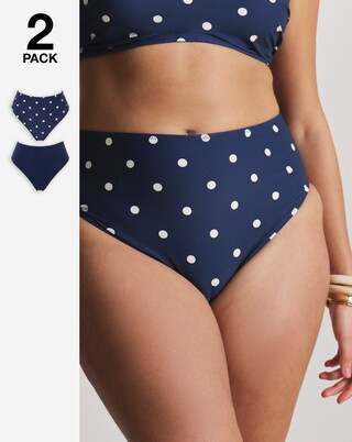 MAGISCULPT 2 Pack Bikini Bottoms Navy/Spot | Simply Be | Simply Be (UK)