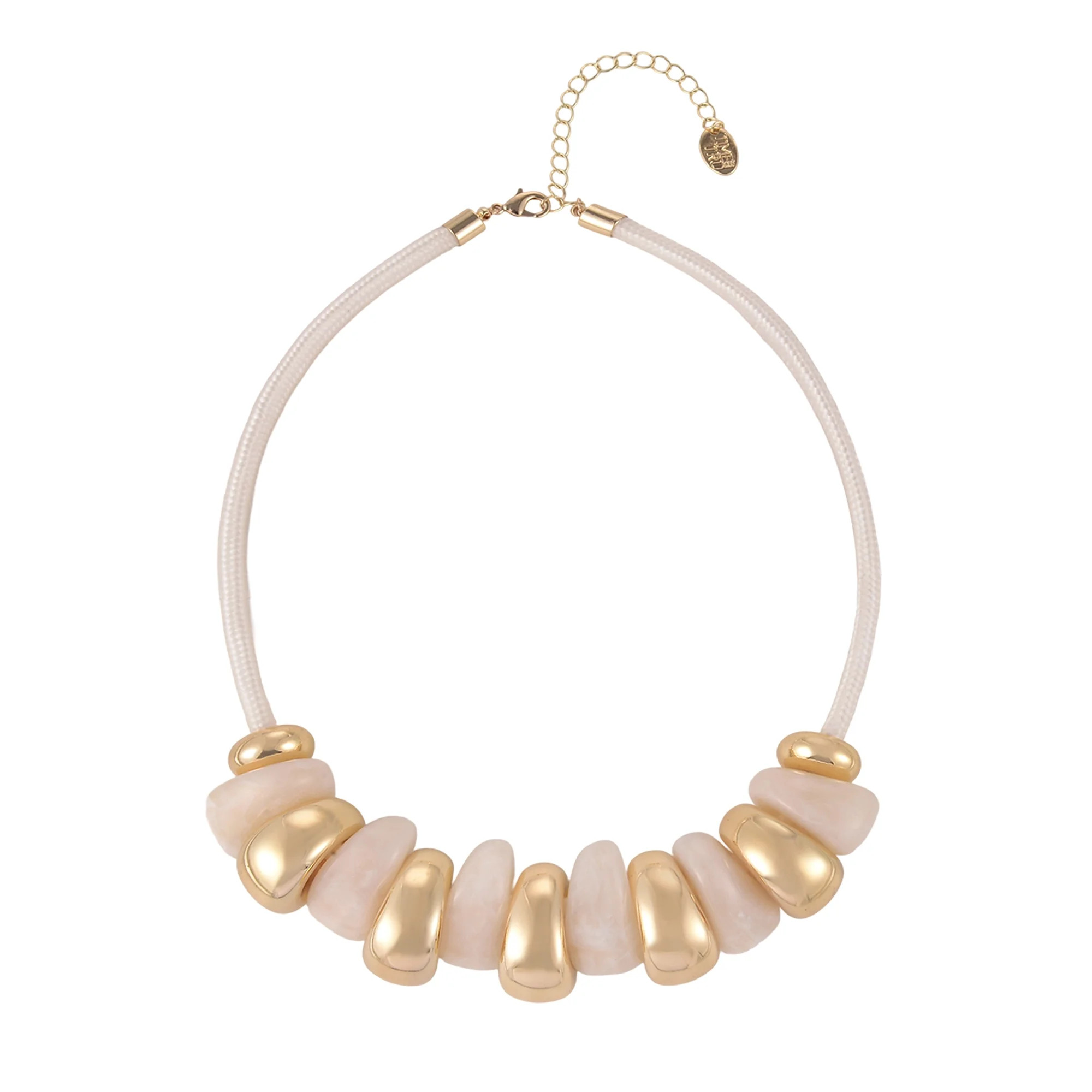 Time and Tru Goldtone Cord Cream Swirl Resin Bead Necklace | Walmart (US)