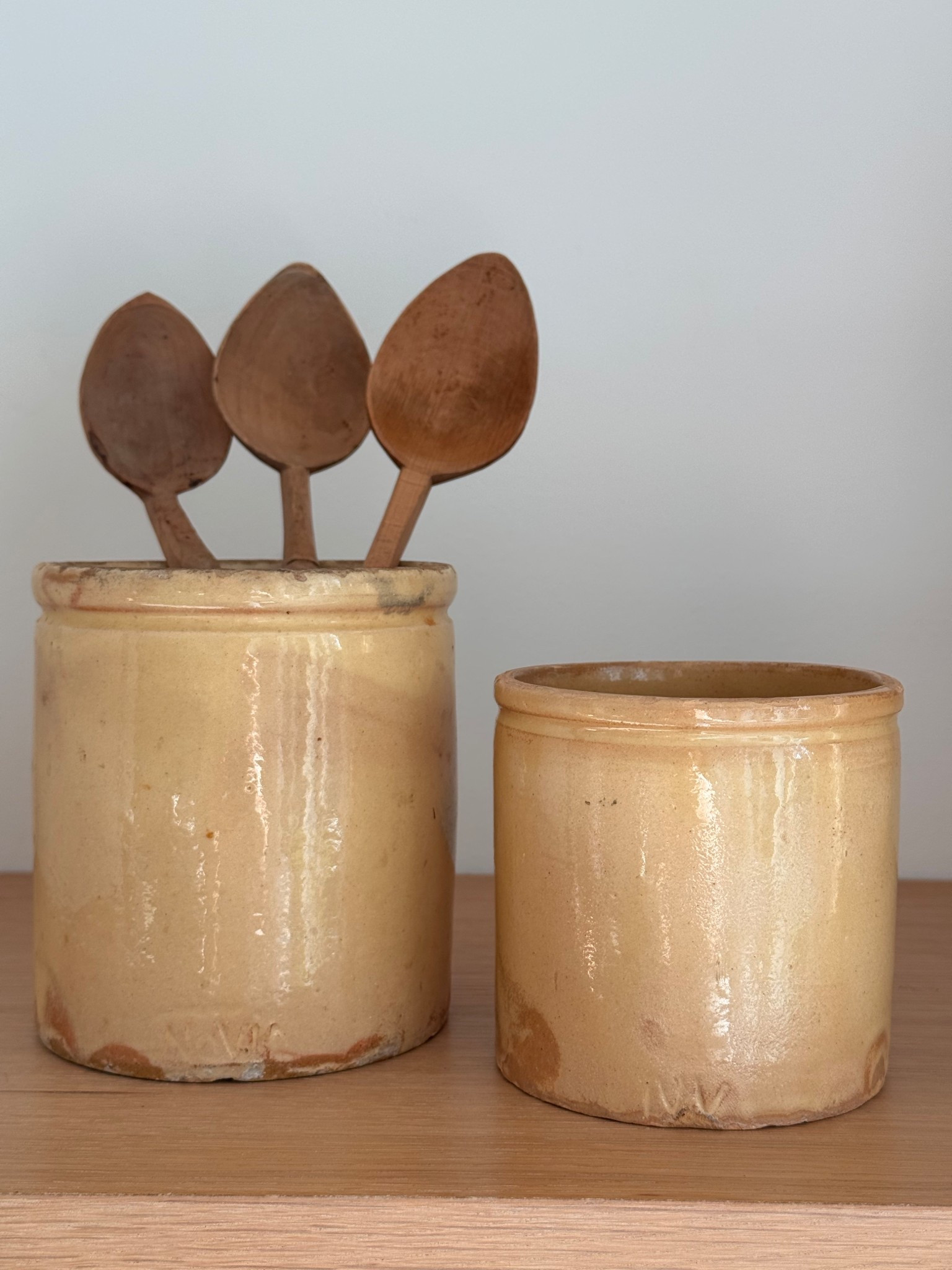 The kind of pieces that make a kitchen feel warm and collected.

These antique French stoneware pots were traditionally used in country kitchens for storing salt, confit, and everyday pantry staples. The honey-colored glaze, subtle drips, and timeworn patina tell the story of decades of use.

I love using pieces like these to hold wooden spoons on the counter or to style open shelves — simple, functional objects that bring so much character to a space.

Both are available in my Etsy shop.

Objects with a past, curated in France.


#LTKHome
