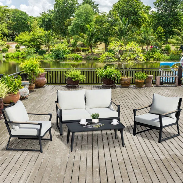 4 - Person Outdoor Seating Group with Cushions | Wayfair North America