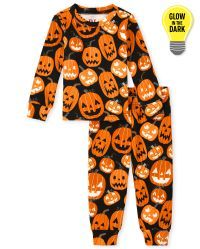 Unisex Baby And Toddler Matching Family Glow Pumpkin Snug Fit Cotton Pajamas - black | The Children's Place