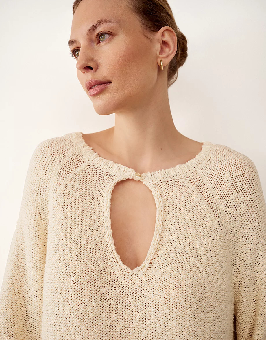 Cotton Rich Slub Keyhole Detail Jumper | Jumpers & Cardigans | The ... | The White Company UK & ROW