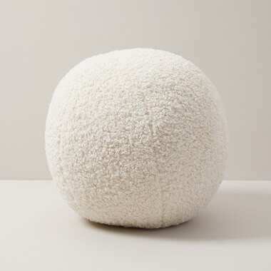SHAGGY FAUX FUR SPHERE PILLOW, IVORY LARGE | Indigo (CA)