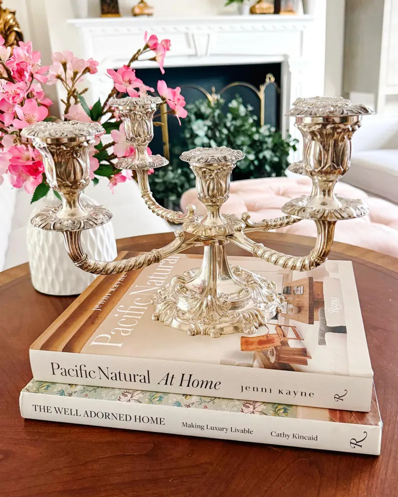 1950s English Silverplate 5-Arm Candelabra by Roberts & Belk in a Neo-Rococo Style | Etsy (Global)