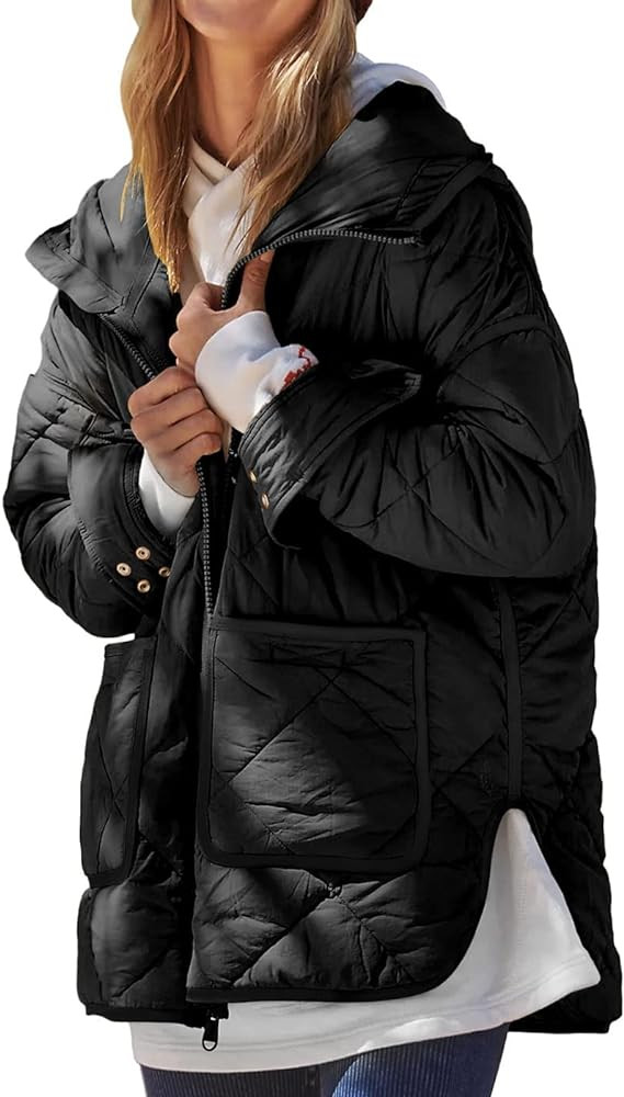 Dyexces Womens Quilted Puffer Jacket Hooded Long Sleeve Zip Up Winter Coat Lightweight Warm Jacke... | Amazon (US)