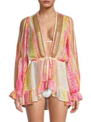 Ramy Brook Ellis Tie-Dye Cover-Up Minidress on SALE | Saks OFF 5TH | Saks Fifth Avenue OFF 5TH