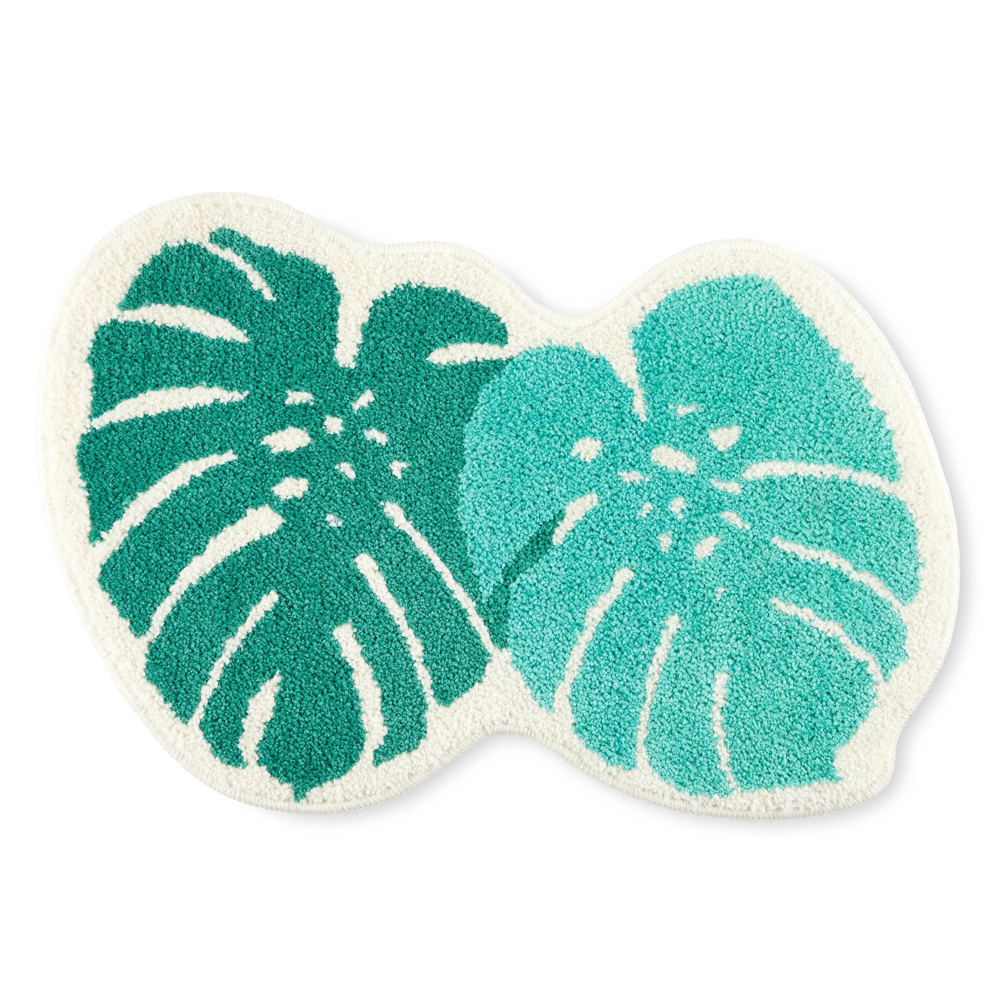TOWN & COUNTRY PLAY In The Tropics Monstera Leaves Shaped Bath Mat, Green, 20.4"x30.9" | Wayfair North America