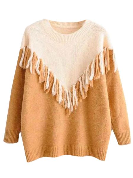 'Jody' Bicolor Fringed Knitted Sweater (3 Colors) | Goodnight Macaroon