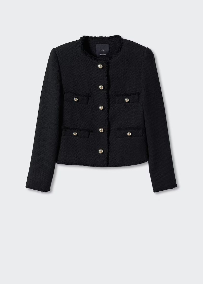 Tweed jacket with buttons -  Women | Mango United Kingdom | MANGO (UK)