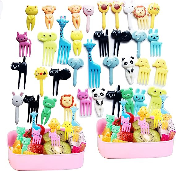 36 Pcs Animal Food Picks for Kids, Cute Cartoon Animal Fruit Food Toothpicks,Reusable Lunch Picks... | Amazon (US)