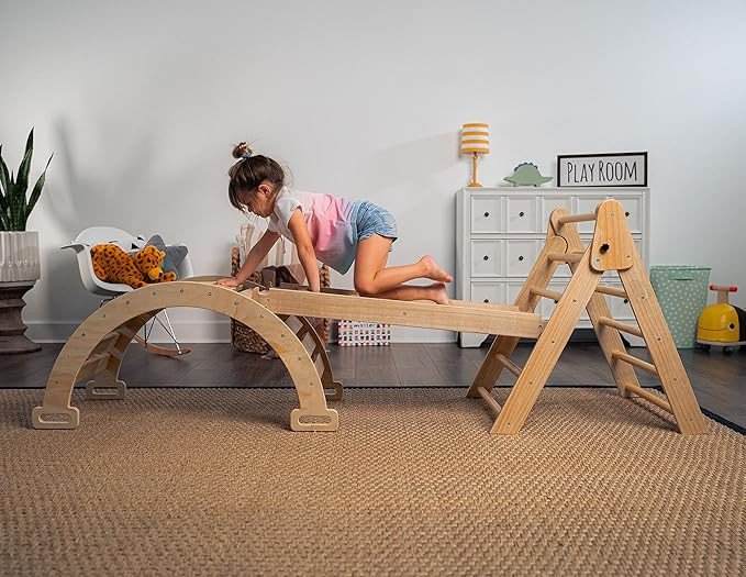 Avenlur Indoor Gym Playset 4-in-1 Foldable Triangle Ladder, Rock Climbing Ramp, Montessori Set Ar... | Amazon (US)