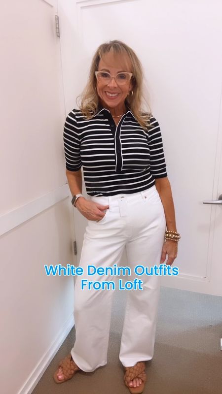 It’s sale time at Loft! I love these white wide leg jeans, they fit TTS, I’m wearing a size 26. Wearing a small in all the tops. 

#LTKfindsunder50 #LTKsalealert #LTKstyletip