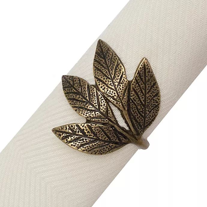 Rustic Leaves Napkin Ring in Gold | Bed Bath & Beyond