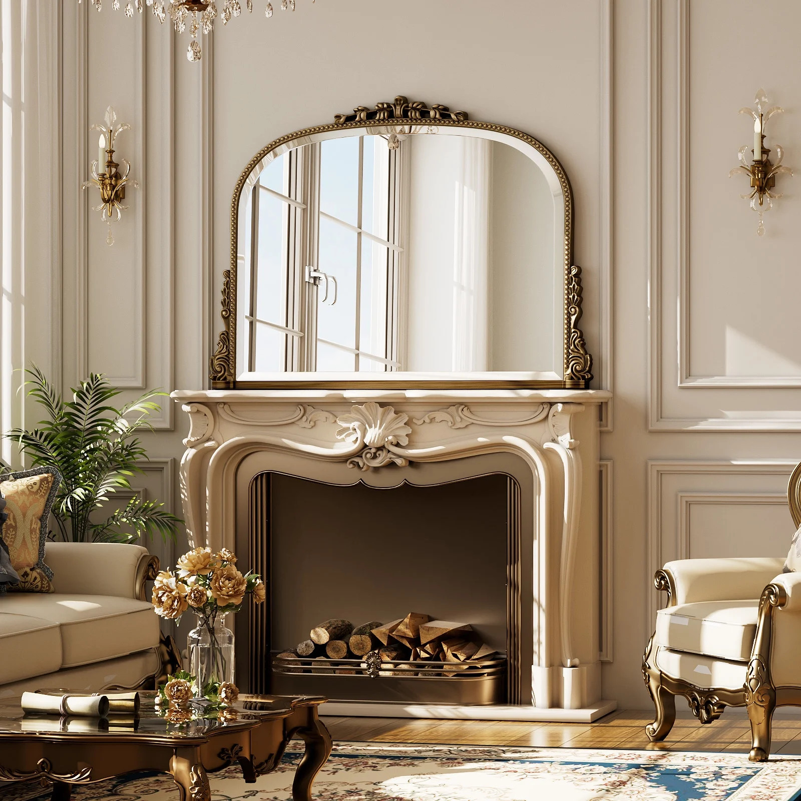 BEAUTYPEAK 36"x 27"Arched Bathrom Mirror Wall Mounted Mirror with Antique Frame, Antique Bronze | Walmart (CA)