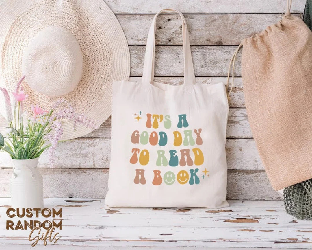 It's A Good Day To Read A Book Tote Bag,Retro Market Bag,Aesthetic Tote Bag,Book Lover Gift,Book ... | Etsy (US)