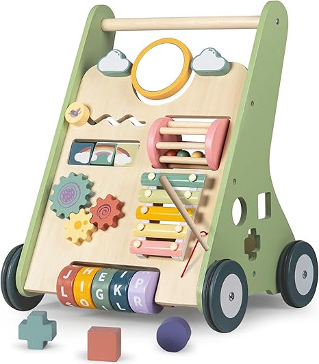Wooden Baby Walker, Montessori Walker for Babies 6-12 Months, Push Walking Toys for 1 Year Old Le... | Amazon (US)