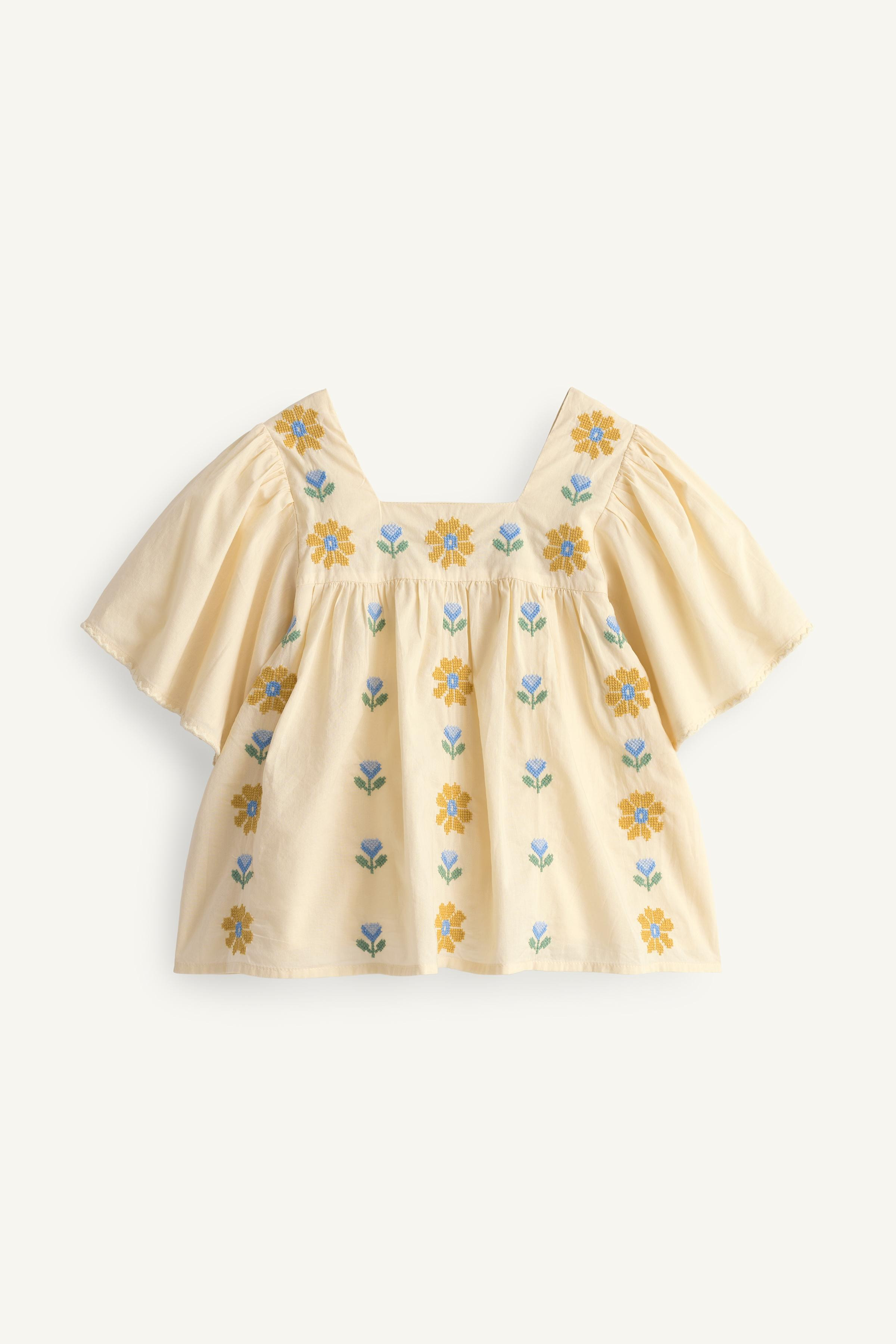 CROSS STITCH FLORAL EMBROIDERED BLOUSE LIMITED EDITION | Zara US
