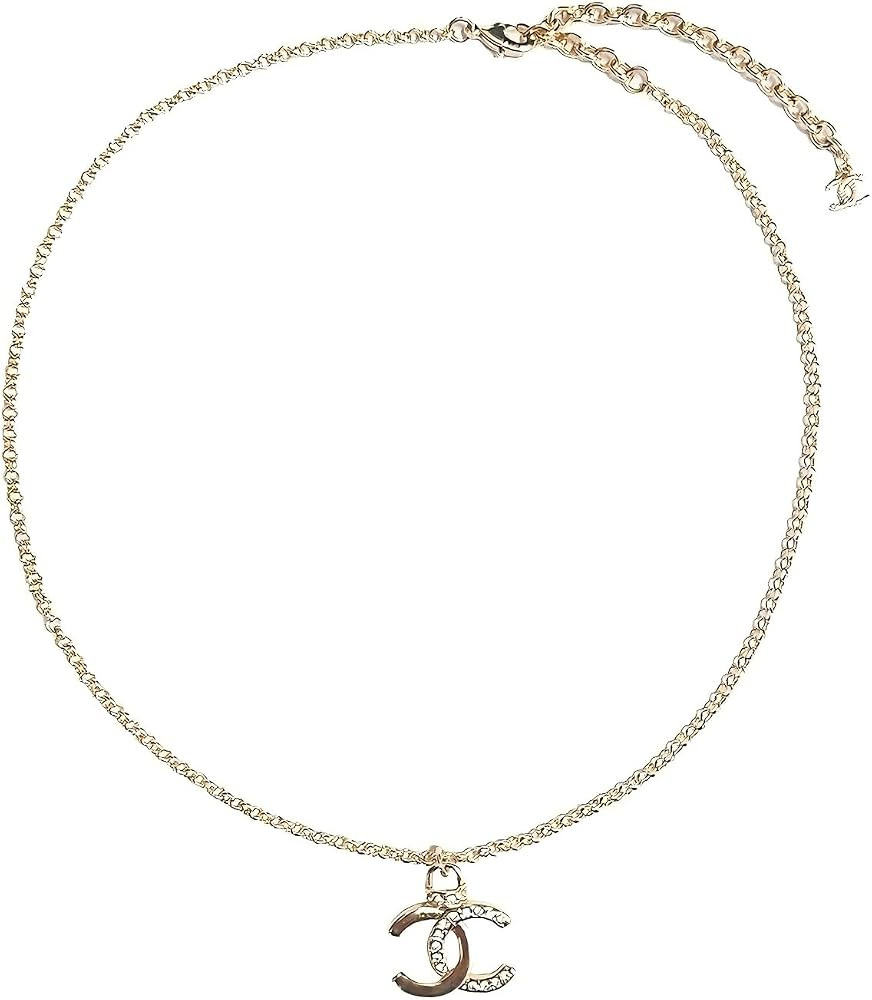 Letter logo pendant necklace, 18-inch gold-plated chain, decorated with clear crystals, fashionab... | Amazon (US)