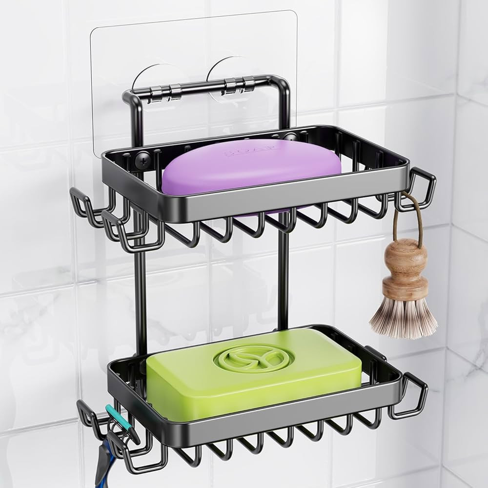 Nieifi Adhesive 2 Tier Bar Soap Holder, Stainless Steel for Shower Wall, Soap Dish for Bathroom, ... | Amazon (US)