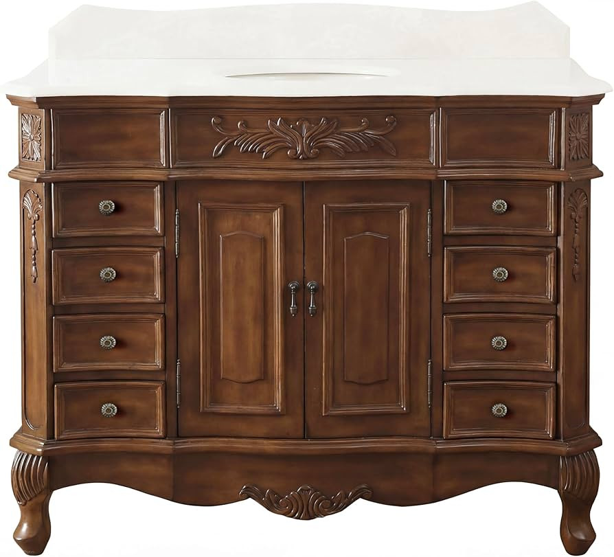 Benton Collection Morton 42 Inch Antique Style Light Brown Single Sink Bathroom Vanity | Amazon (US)